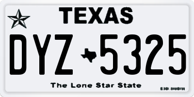 TX license plate DYZ5325