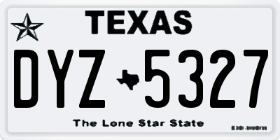 TX license plate DYZ5327