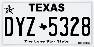 TX license plate DYZ5328