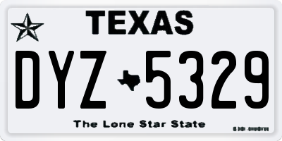 TX license plate DYZ5329