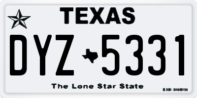 TX license plate DYZ5331
