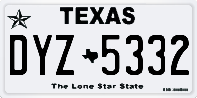 TX license plate DYZ5332