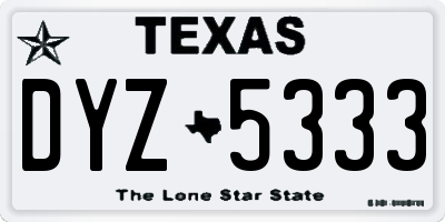TX license plate DYZ5333