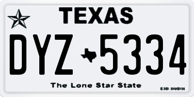 TX license plate DYZ5334