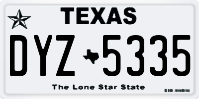 TX license plate DYZ5335