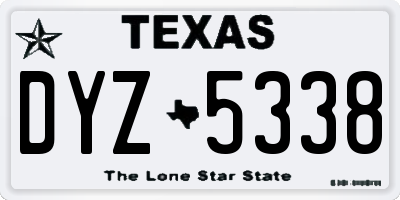 TX license plate DYZ5338