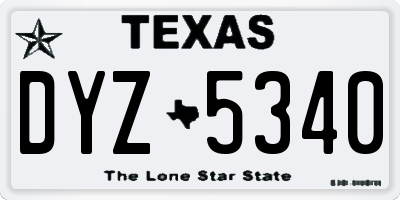 TX license plate DYZ5340