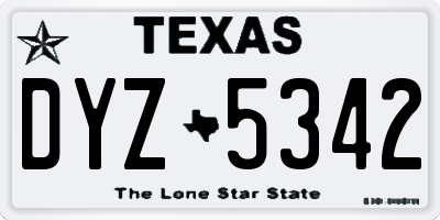 TX license plate DYZ5342