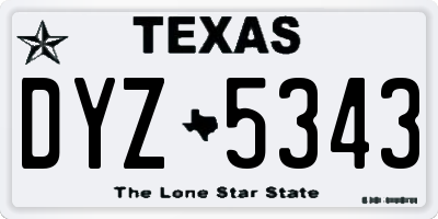 TX license plate DYZ5343