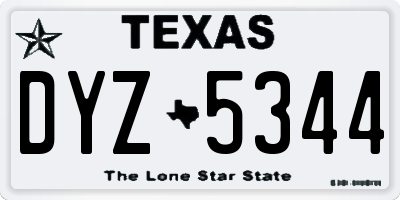 TX license plate DYZ5344