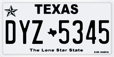 TX license plate DYZ5345