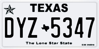 TX license plate DYZ5347