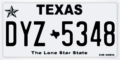 TX license plate DYZ5348