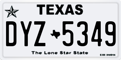 TX license plate DYZ5349