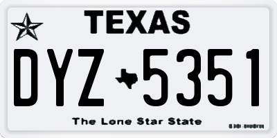 TX license plate DYZ5351