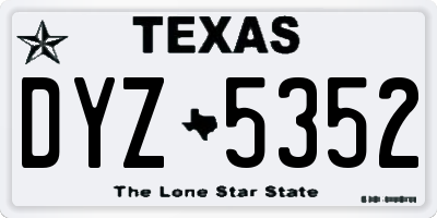 TX license plate DYZ5352