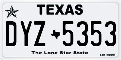 TX license plate DYZ5353