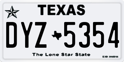 TX license plate DYZ5354