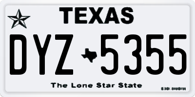 TX license plate DYZ5355