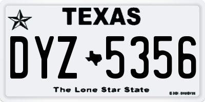TX license plate DYZ5356