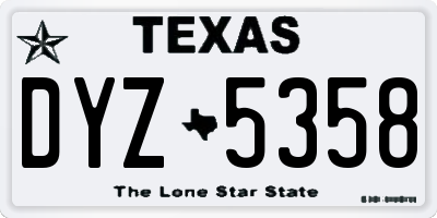 TX license plate DYZ5358