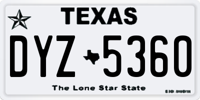 TX license plate DYZ5360