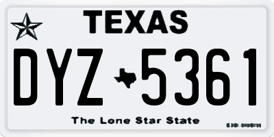 TX license plate DYZ5361