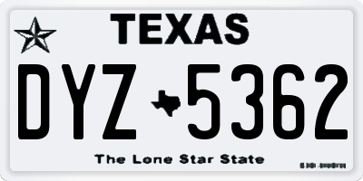 TX license plate DYZ5362