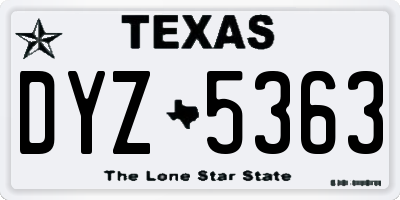 TX license plate DYZ5363