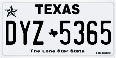 TX license plate DYZ5365