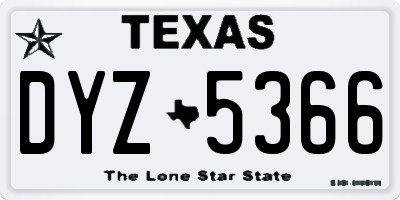 TX license plate DYZ5366