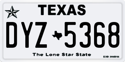 TX license plate DYZ5368