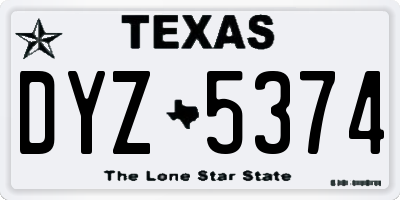 TX license plate DYZ5374