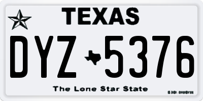TX license plate DYZ5376
