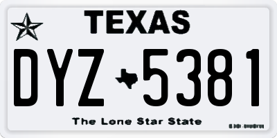 TX license plate DYZ5381