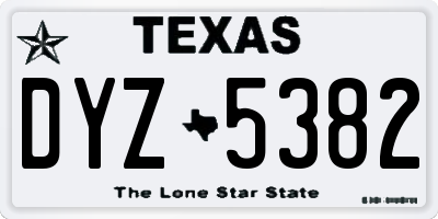 TX license plate DYZ5382
