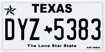 TX license plate DYZ5383