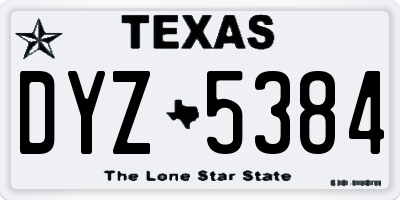 TX license plate DYZ5384