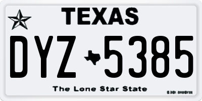 TX license plate DYZ5385