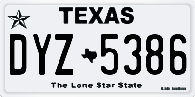TX license plate DYZ5386