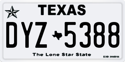 TX license plate DYZ5388