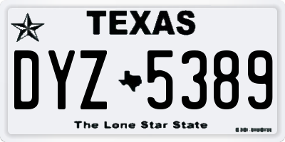 TX license plate DYZ5389