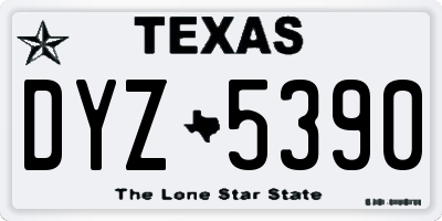 TX license plate DYZ5390