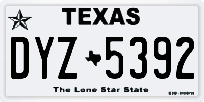 TX license plate DYZ5392