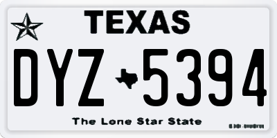TX license plate DYZ5394