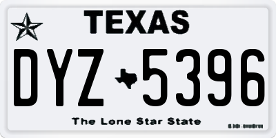 TX license plate DYZ5396