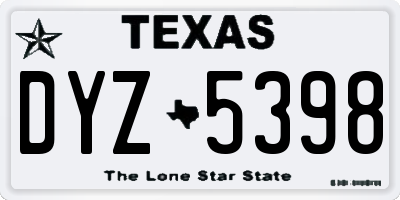 TX license plate DYZ5398