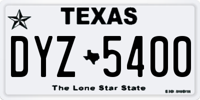 TX license plate DYZ5400