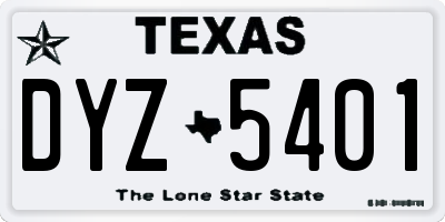 TX license plate DYZ5401