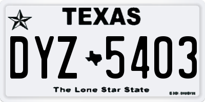 TX license plate DYZ5403